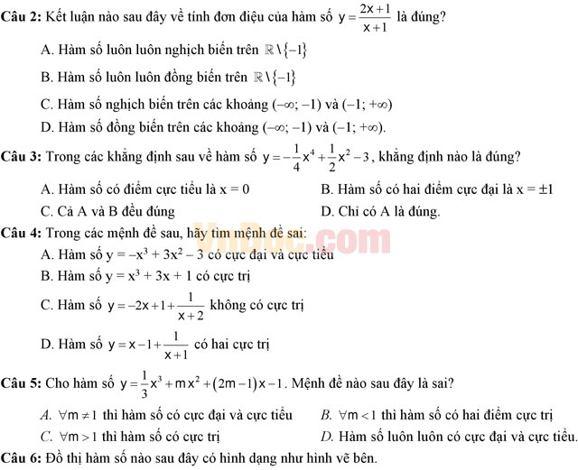 Đề thi giữa học kì 1 môn Toán lớp 12 trường THPT Hùng Vương, TP. Hồ Chí Minh năm học 2016 - 2017 Đề thi giữa học kì 1 môn Toán lớp 12 trường THPT Hùng Vương, TP. Hồ Chí Minh năm học 2016 - 2017