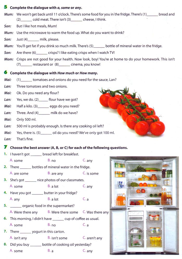 Bài tập Tiếng Anh lớp 7 Chương trình mới Unit 5 Bài tập Tiếng Anh lớp 7 Chương trình mới Unit 5: VietNam Food and Drink