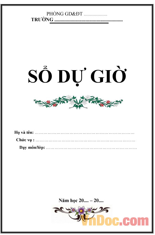 Mẫu sổ dự giờ của giáo viên