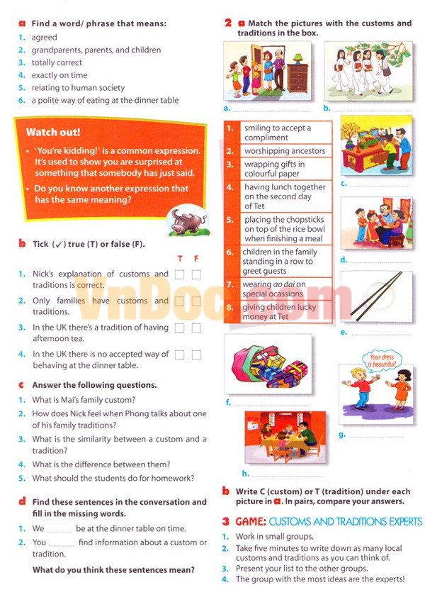 Tiếng Anh lớp 8 Chương trình mới Unit 4