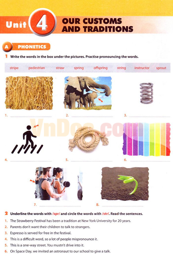 Bài tập trắc nghiệm Tiếng Anh lớp 8 Unit 4