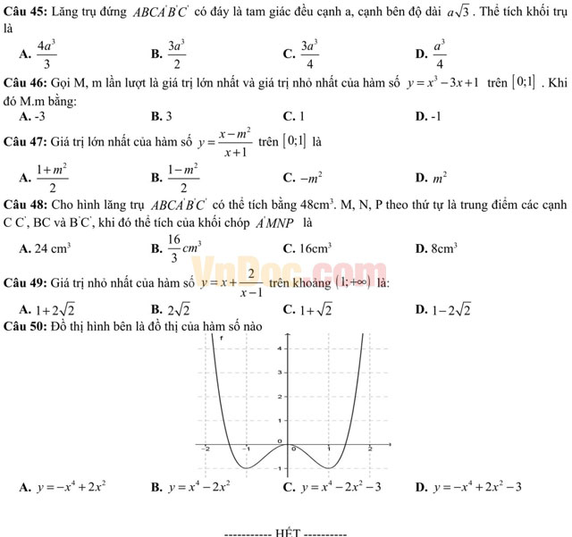 Đề thi thử THPT Quốc gia năm 2017 môn Toán có đáp án