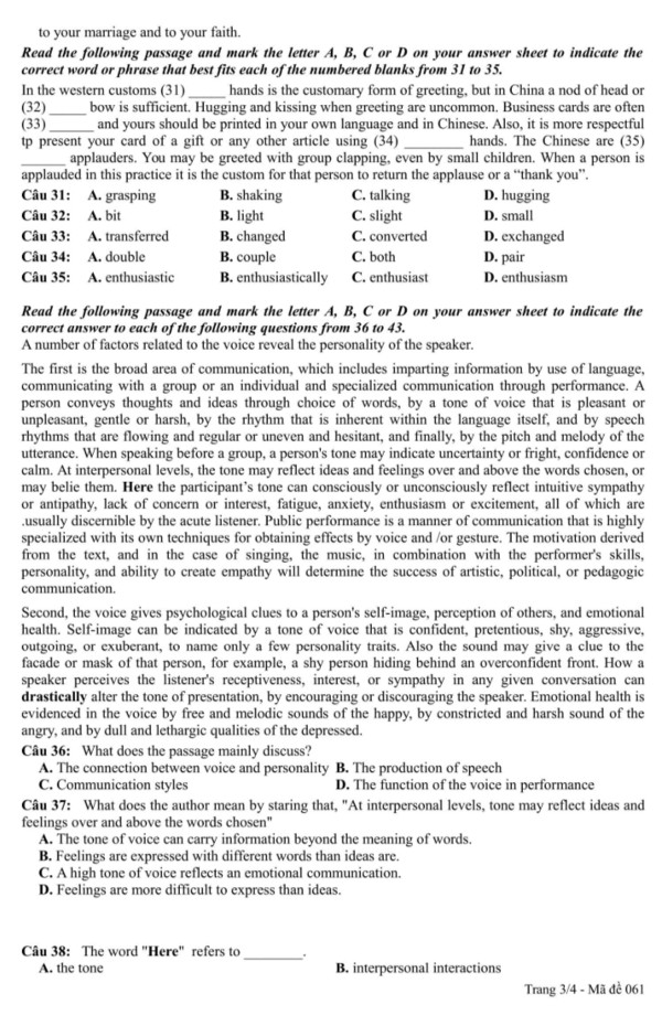 Đề thi thử THPT Quốc gia môn tiếng Anh 2017