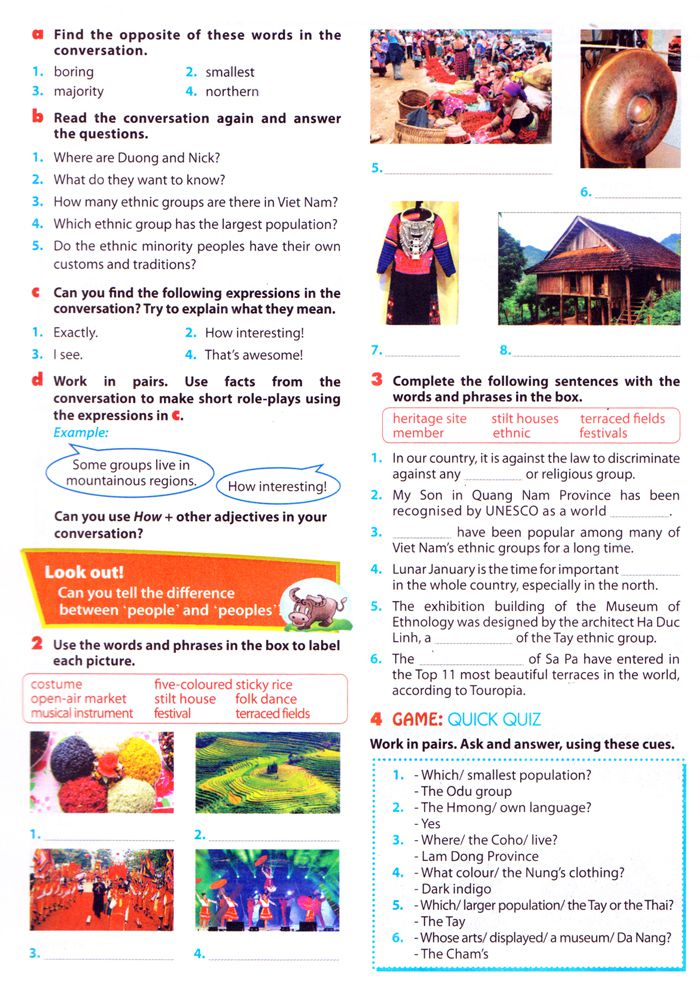 Tiếng Anh lớp 8 Chương trình mới Unit 3: Peoples of Vietnam