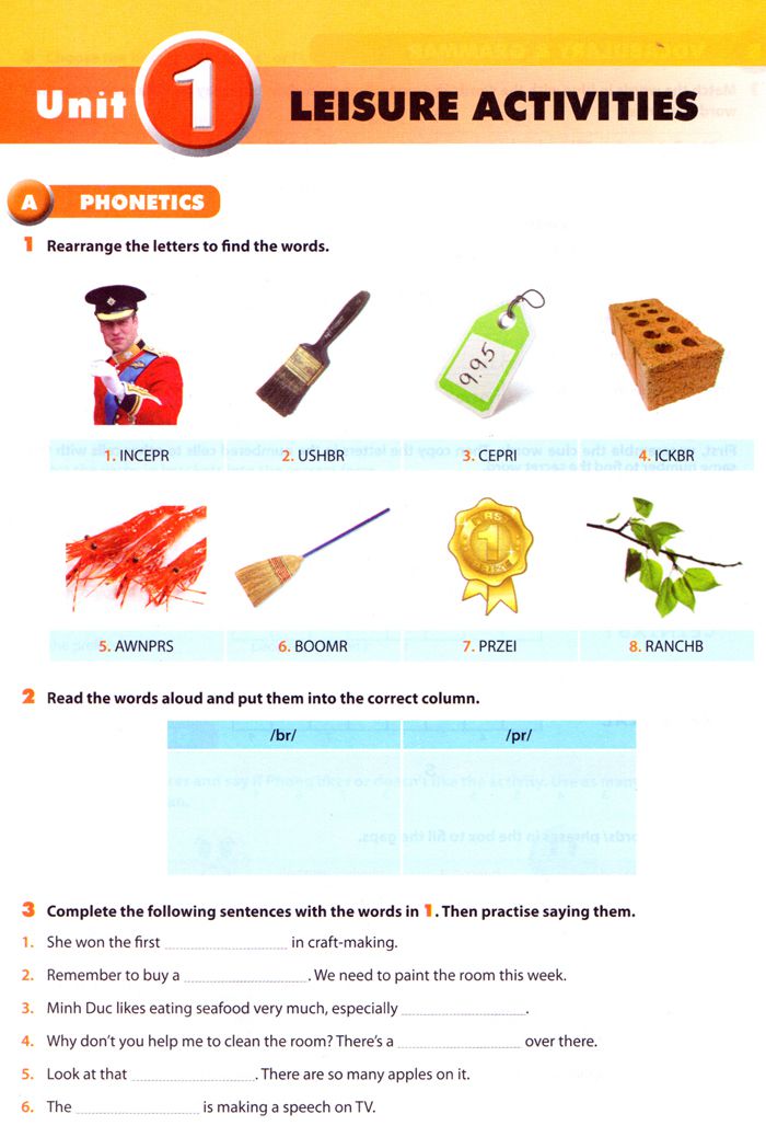 Bài tập Tiếng Anh lớp 8 Chương trình mới Unit 1: Leisure activities