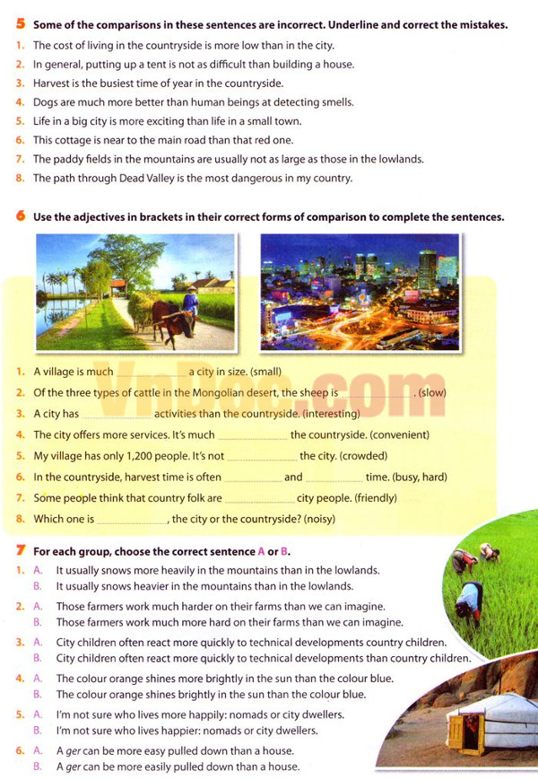 Bài tập Tiếng Anh lớp 8 Chương trình mới Unit 2: Life in the Countryside Bài tập Tiếng Anh lớp 8 chương trình mới