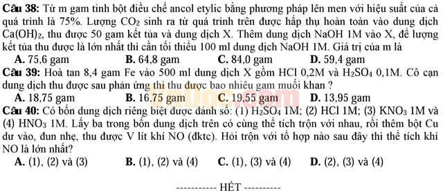 Đề thi thử THPT Quốc gia năm 2017 bài thi Khoa học tự nhiên - môn Hóa học trường THPT Hàn Thuyên, Bắc Ninh (Lần 1) Đề thi thử THPT Quốc gia năm 2017 bài thi Khoa học tự nhiên - môn Hóa học có đáp án