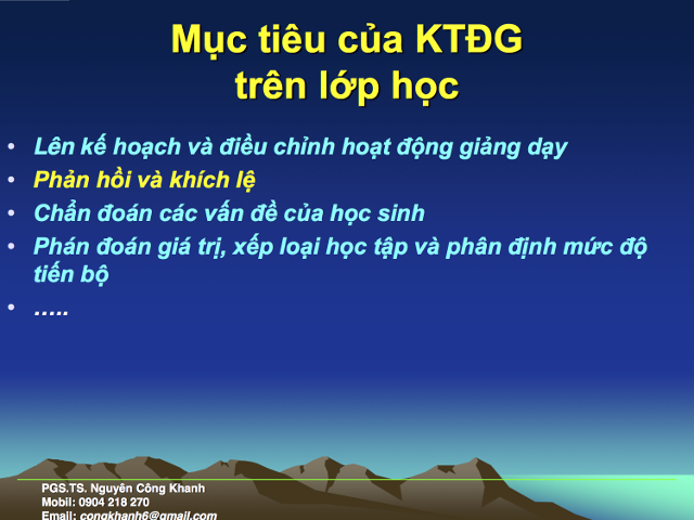 Mục tiêu của việc KTĐG trên lớp