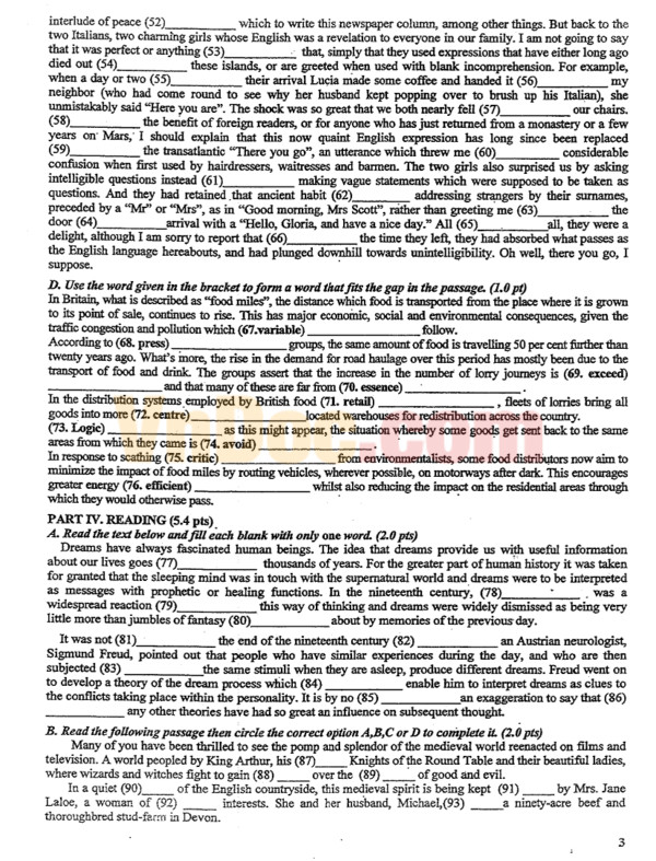 Đề thi chọn học sinh giỏi môn Tiếng Anh lớp 9