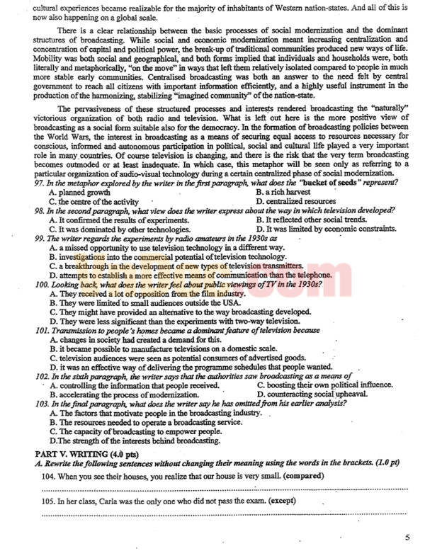 Tổng hợp đề thi HSG lớp 9 môn tiếng Anh