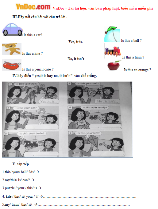 Bài tập ôn hè môn Tiếng Anh lớp 1 lên lớp 2 có đáp án Bài tập ôn hè môn Tiếng Anh lớp 1 lên lớp 2