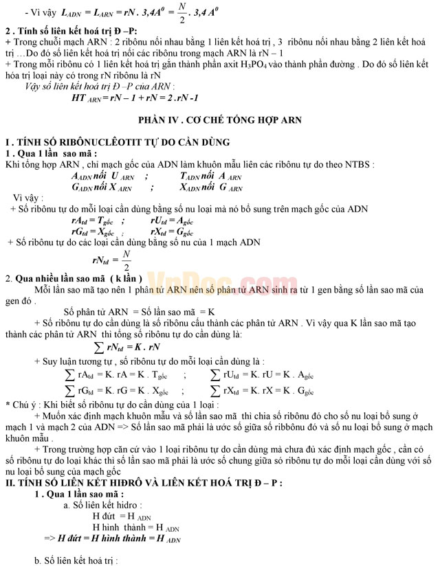 Tổng hợp công thức Sinh học 12