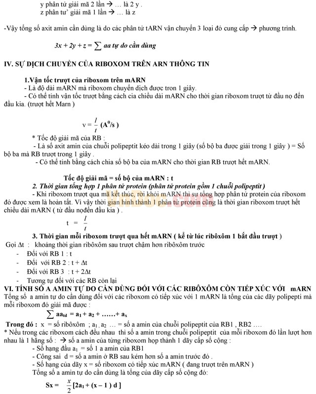 Tổng hợp công thức Sinh học 12