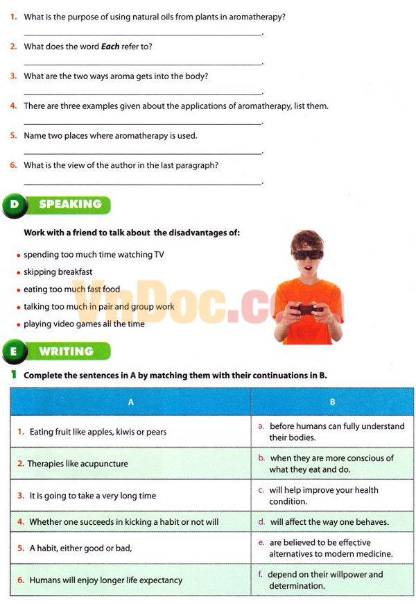 Đề thi học kỳ 1 Tiếng Anh lớp 10 Chương trình mới Unit 02: Your Body and You