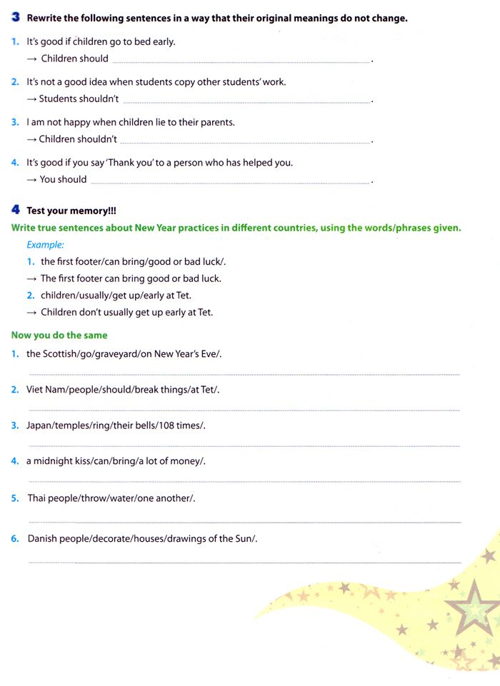 Chương trình mới Unit 6: OUR TET HOLIDAY Bài tập Tiếng Anh lớp 6 Chương trình mới Unit 6: OUR TET HOLIDAY