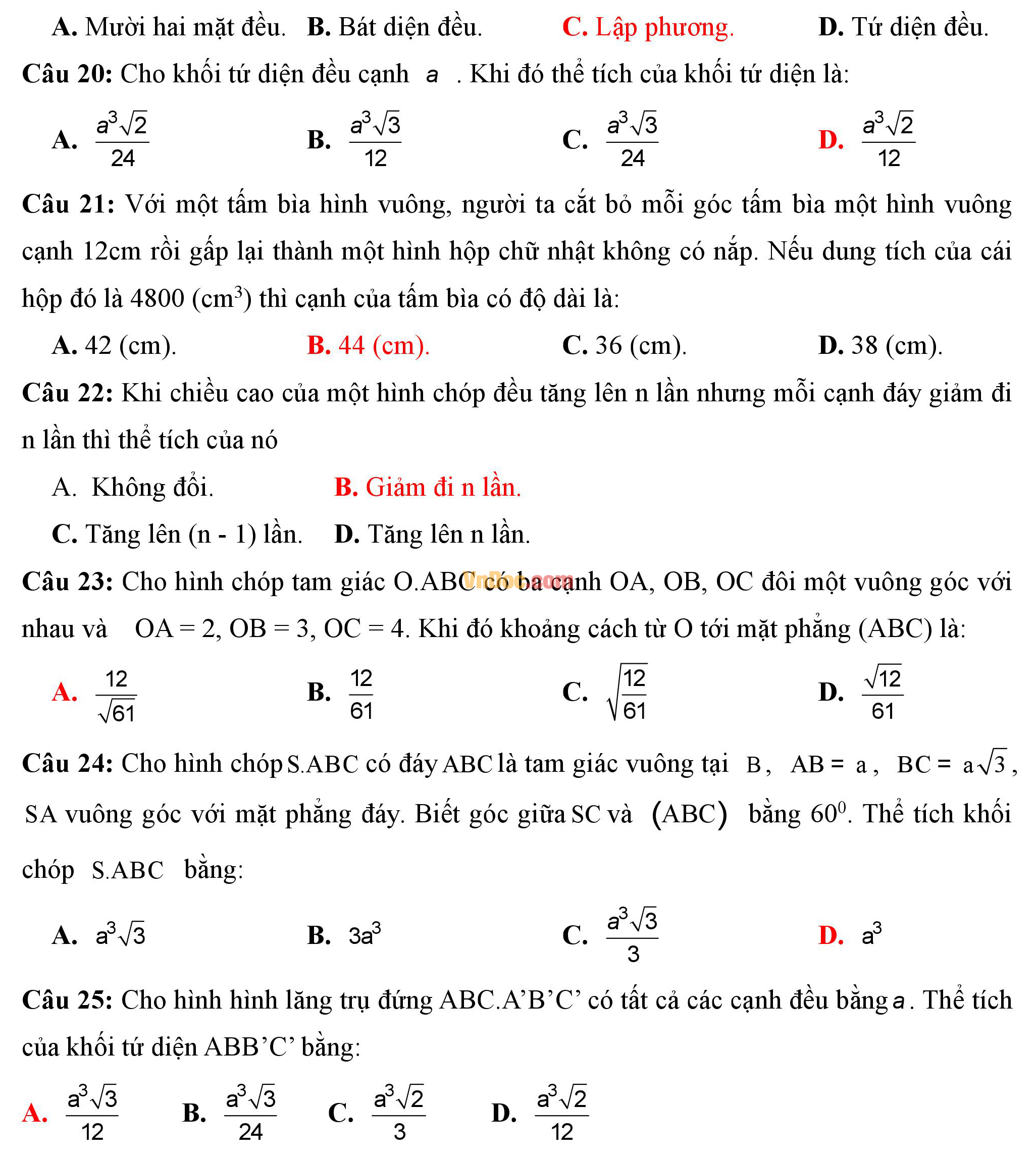 Đề kiểm tra 1 tiết hk1 môn toán hình học lớp 12