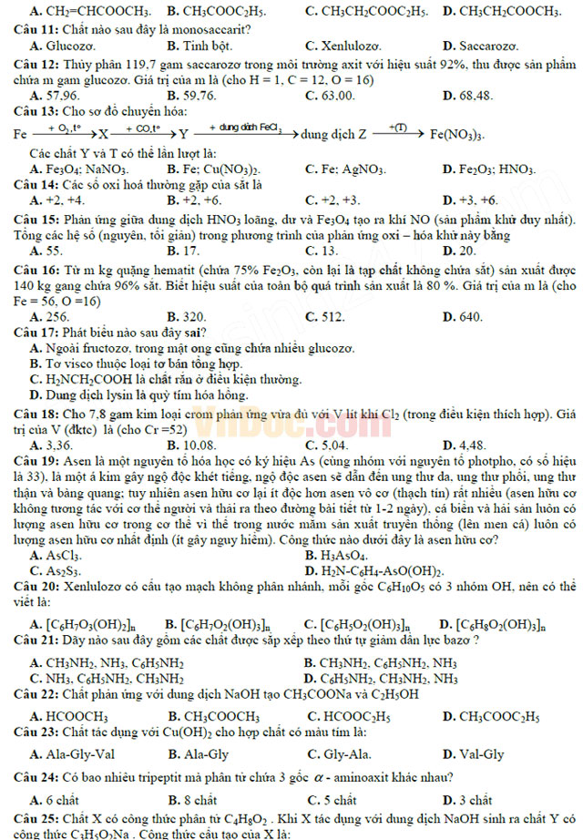 Đề thi thử THPT Quốc gia năm 2017 môn Hóa học có đáp án