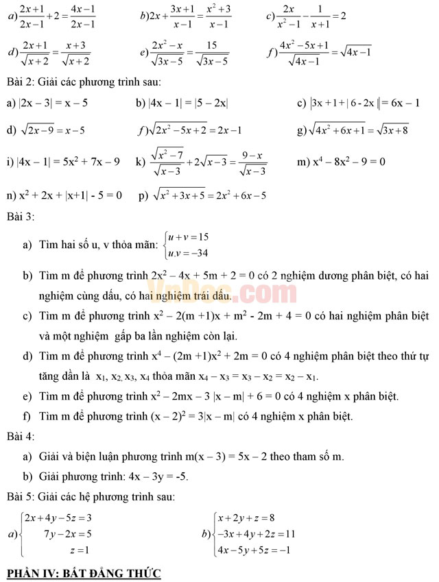 Đề cương ôn tập học kì 1 môn Toán lớp 10