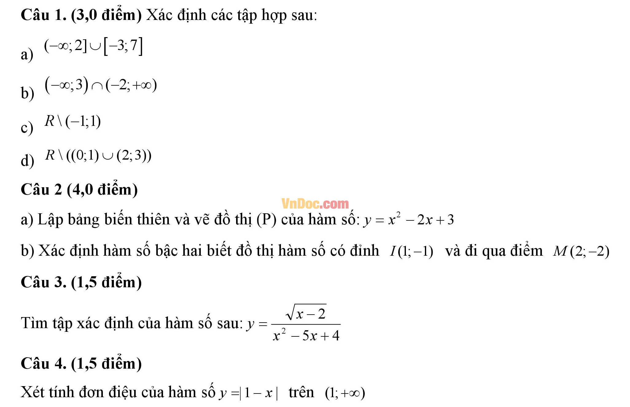 Đề kiểm tra 1 tiết hk1 môn toán lớp 10