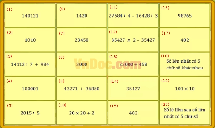 Đề thi Violympic môn Toán lớp 4 vòng 8 