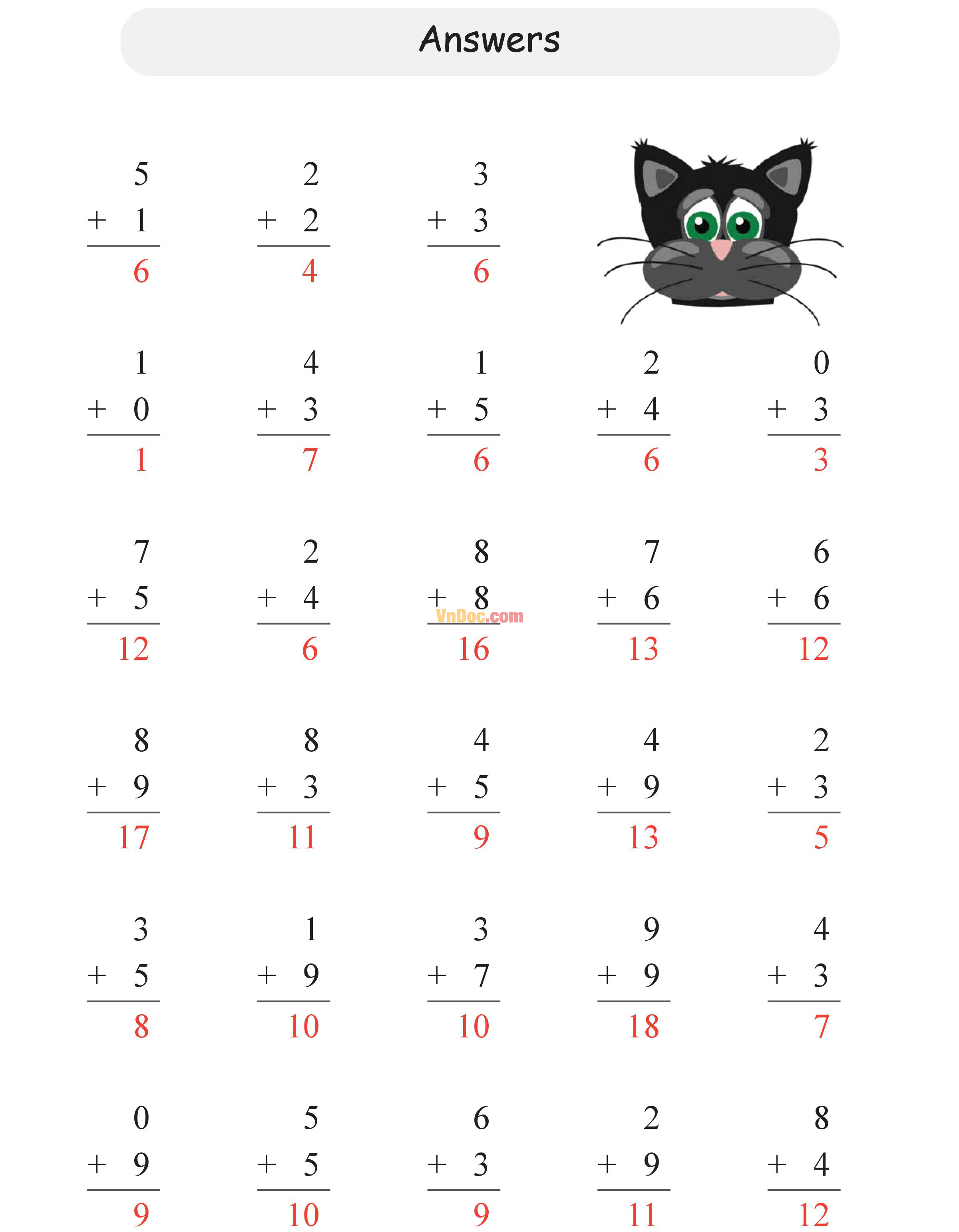 Single Digit Addition Học Toán Tiếng Anh lớp 1 bài 4