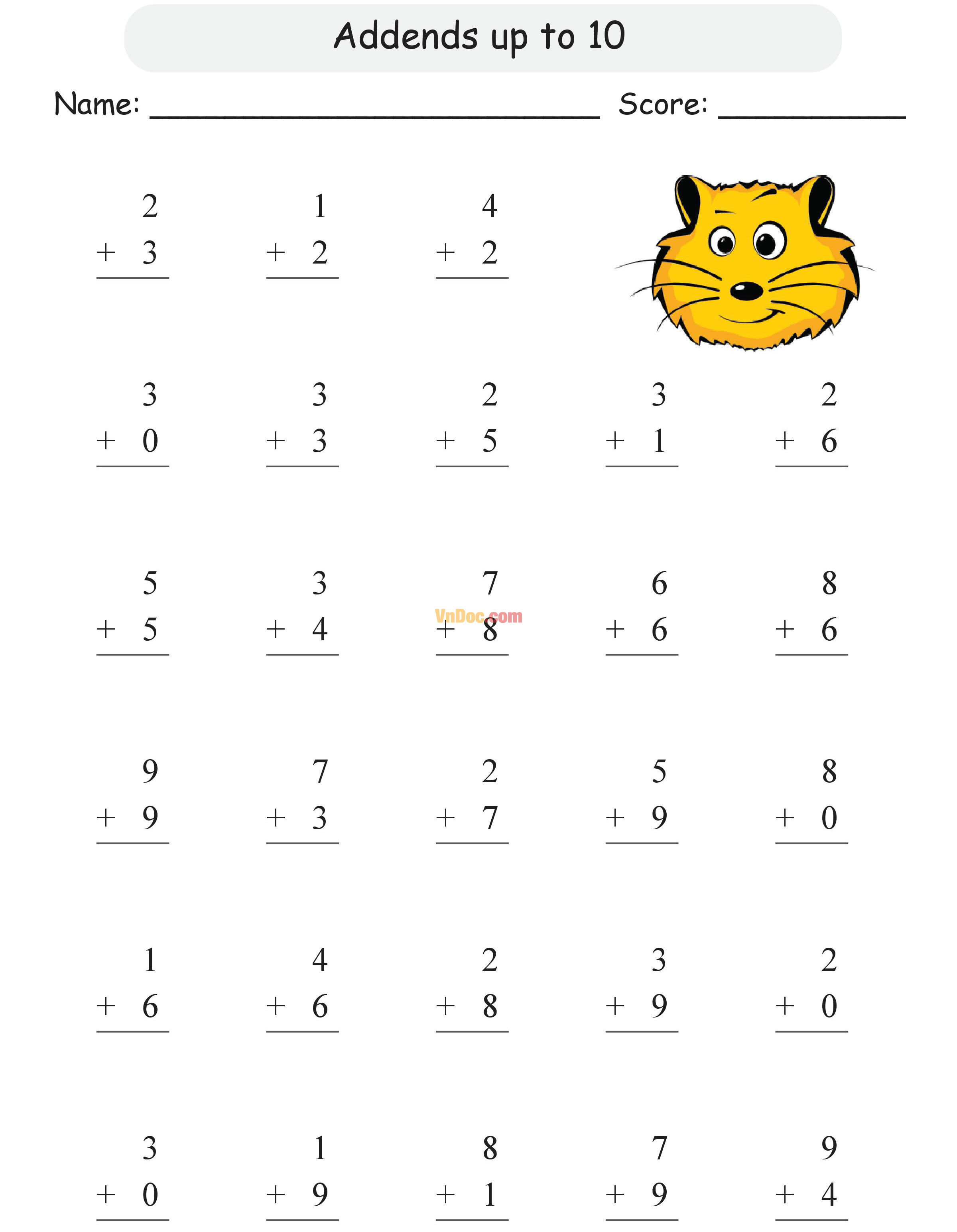 Single Digit Addition Học Toán Tiếng Anh lớp 1 bài 4