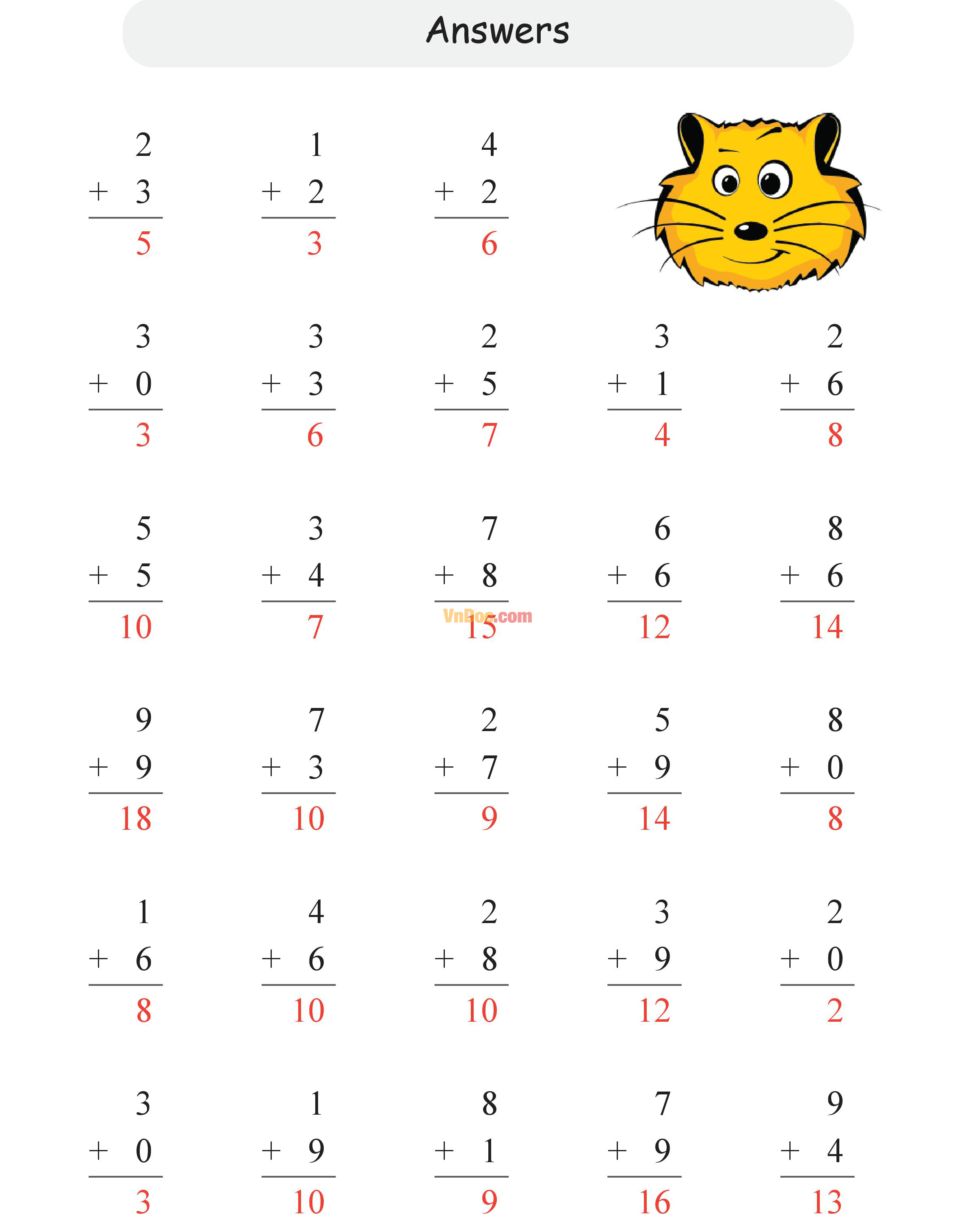 Single Digit Addition Học Toán Tiếng Anh lớp 1 bài 4