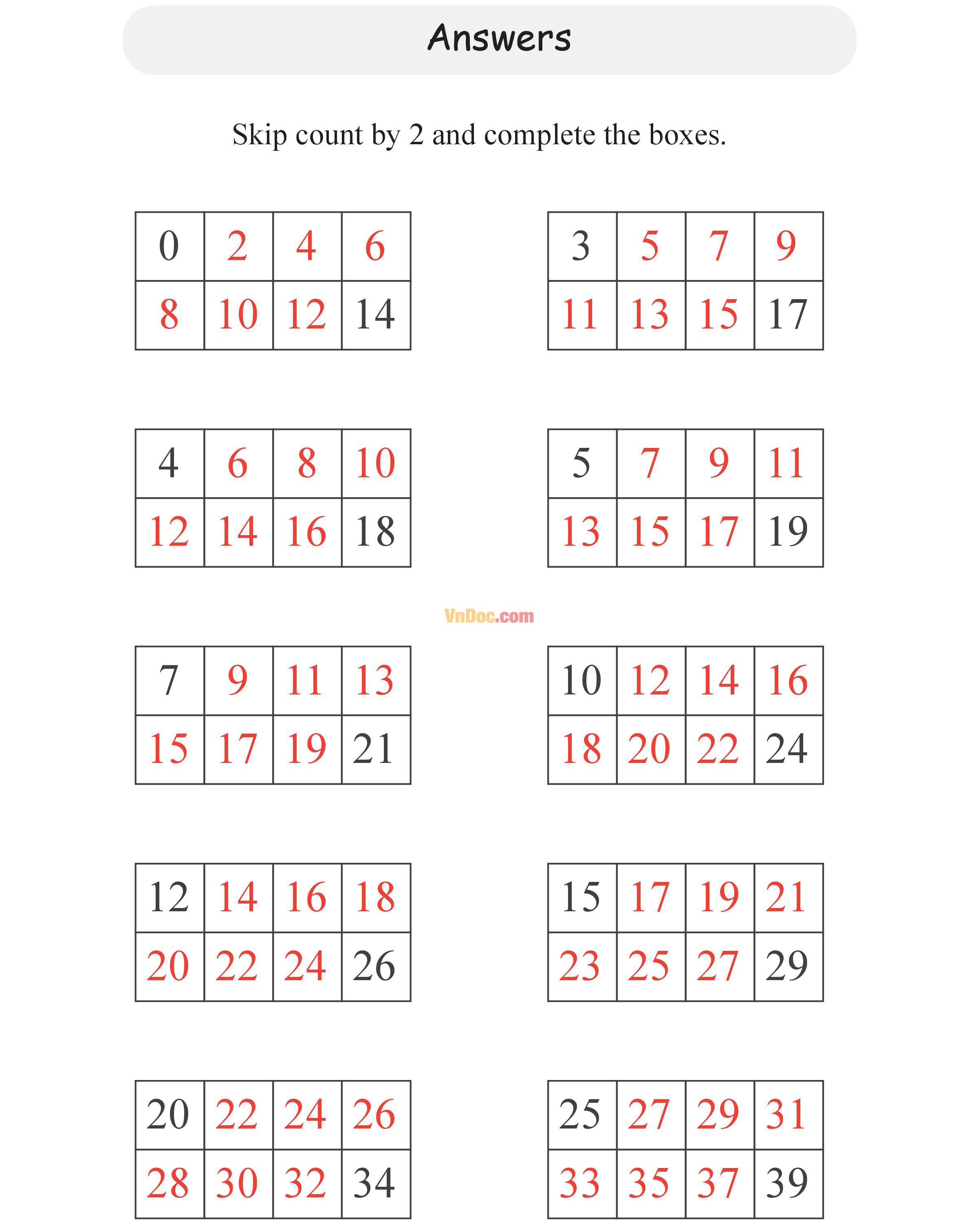 Skip Counting by 1 Digit Học Toán Tiếng Anh lớp 1 bài 5