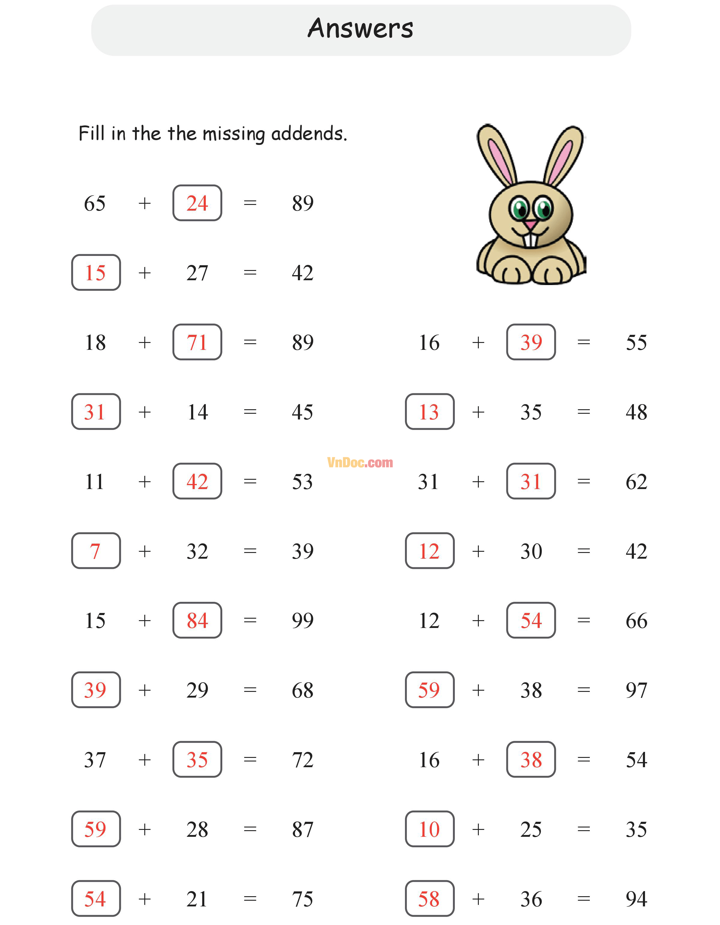 Missing Addends Học Toán Tiếng Anh lớp 1 bài 7