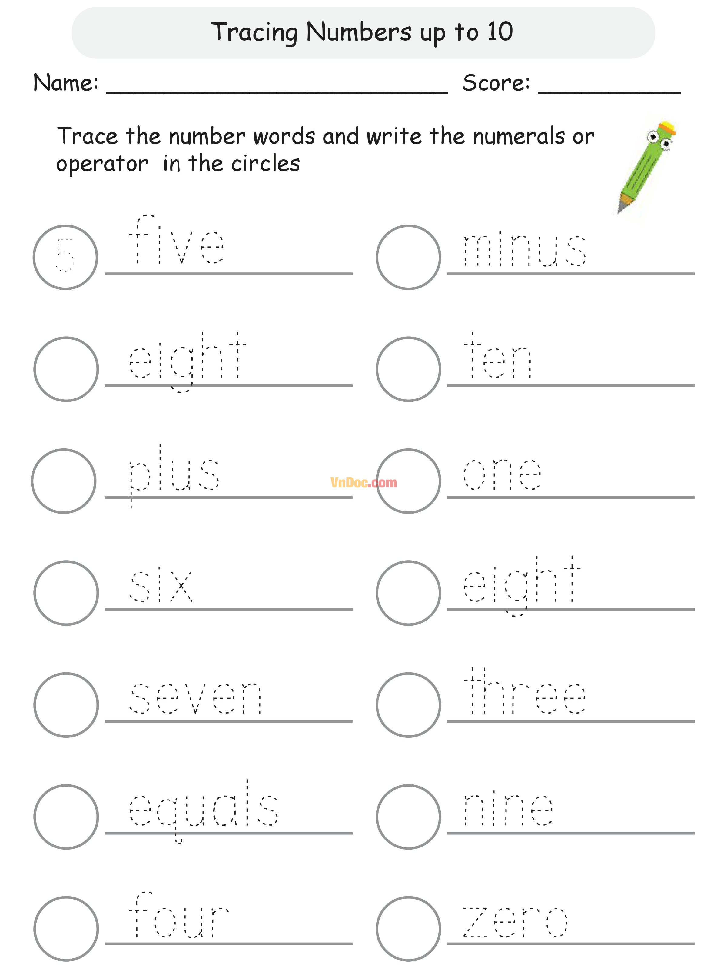 Học Toán Tiếng Anh lớp 1 bài 10