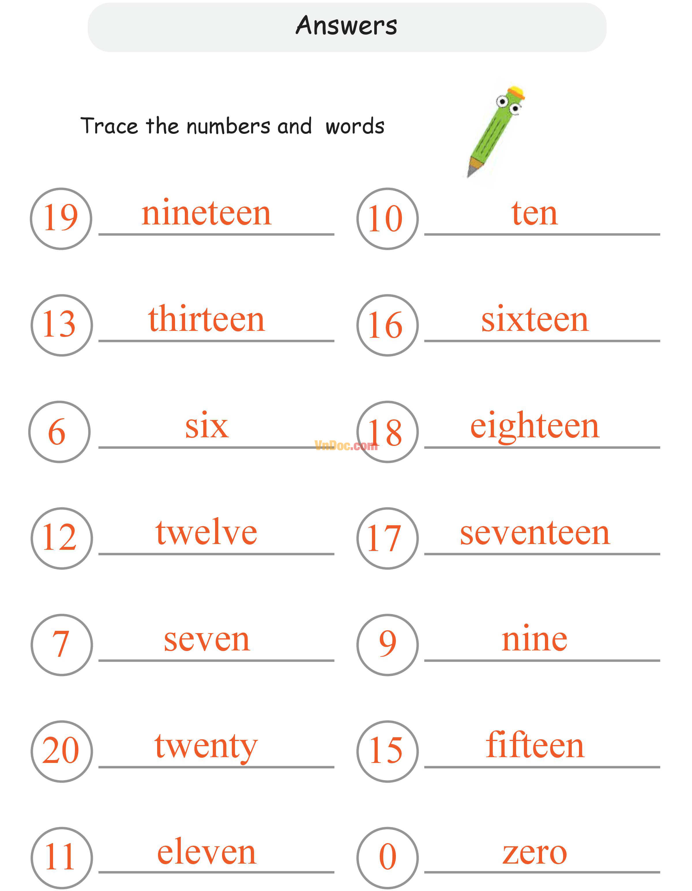 Học Toán Tiếng Anh lớp 1 bài 10