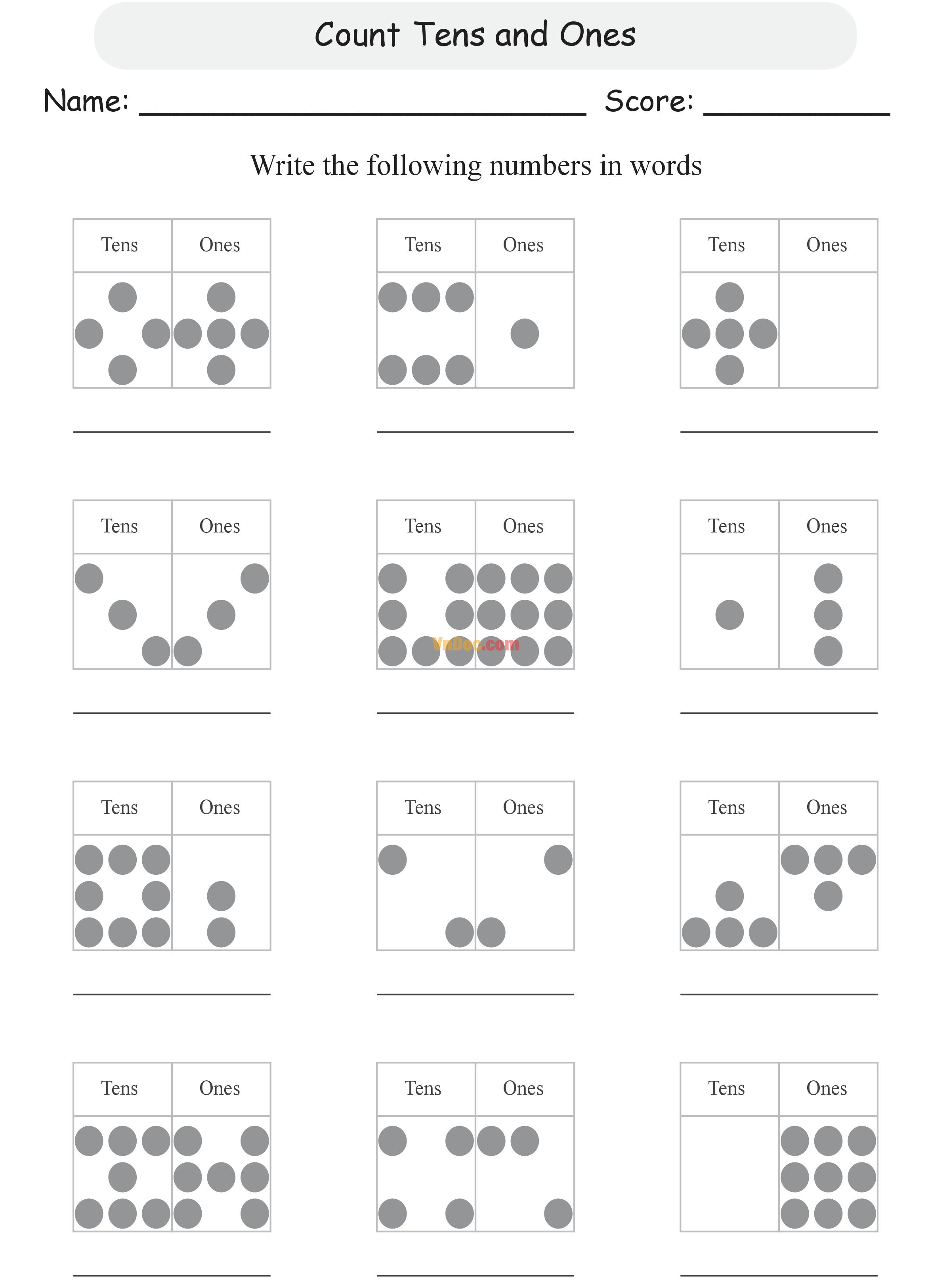 2 Digit Place Value Học Toán Tiếng Anh lớp 1 bài 15