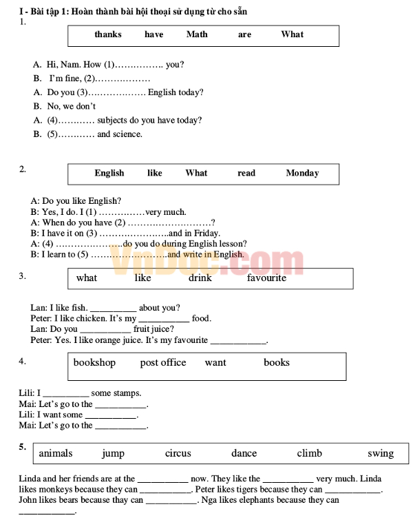 Violympic tiếng Anh lớp 4