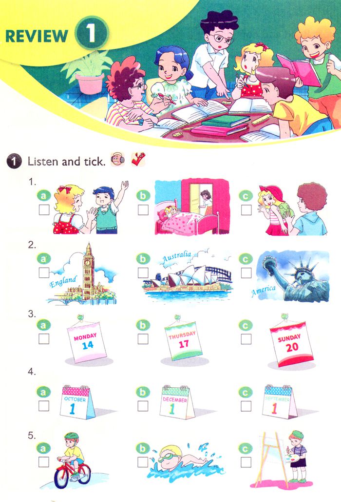 Bài tập Tiếng Anh lớp 4 Chương trình mới Unit 1, 2, 3, 4, 5