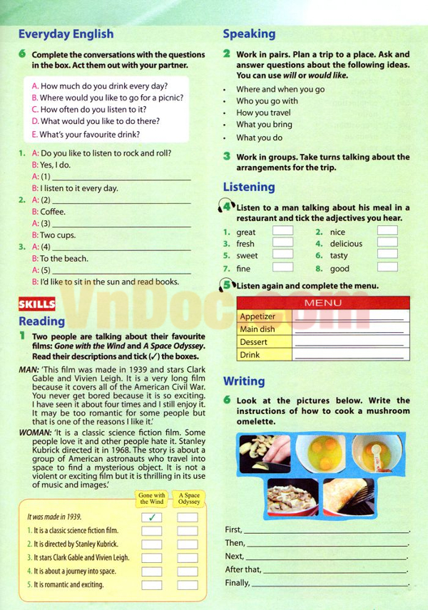 Bài tập Tiếng Anh lớp 7 Chương trình mới có đáp án