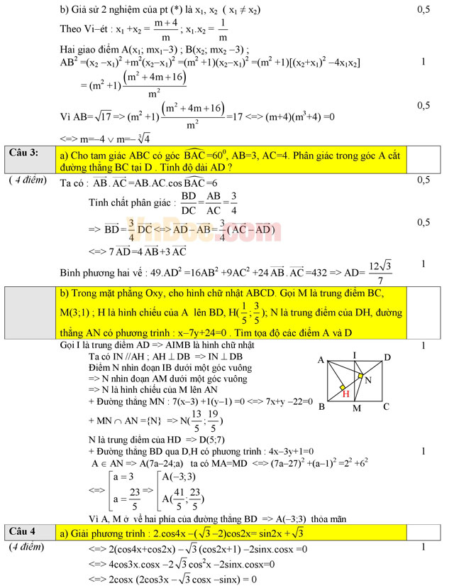 Đề thi học sinh giỏi môn Toán lớp 12 trường THPT Nguyễn Huệ, Phú Yên năm học 2016 - 2017 Đề thi học sinh giỏi cấp trường môn Toán lớp 12 có đáp án