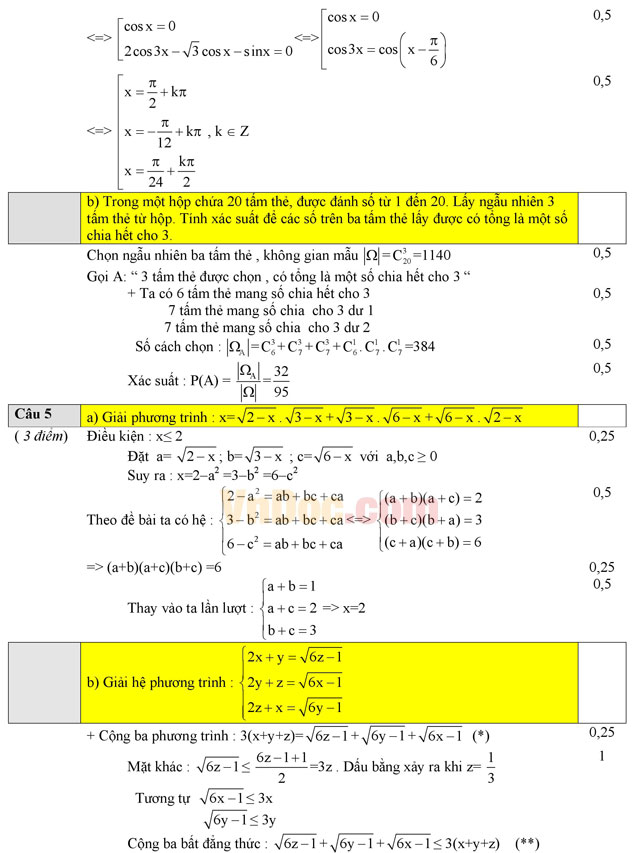 Đề thi học sinh giỏi môn Toán lớp 12 trường THPT Nguyễn Huệ, Phú Yên năm học 2016 - 2017 Đề thi học sinh giỏi cấp trường môn Toán lớp 12 có đáp án