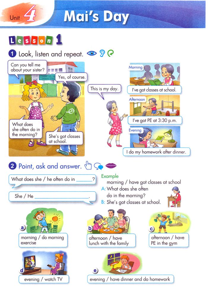 Tiếng Anh lớp 5 Chương trình mới Unit 4: Mai's Day