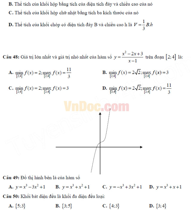 Đề thi thử THPT Quốc gia năm 2017 môn Toán trắc nghiệm - Sở GD&ĐT Hưng Yên (Lần 1) Đề thi thử THPT Quốc gia năm 2017 môn Toán trắc nghiệm