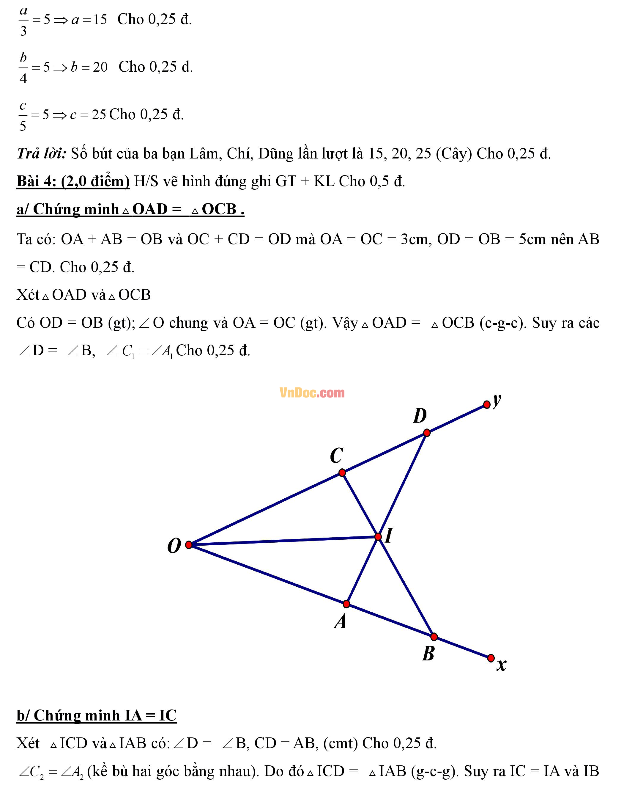 Đáp án đề thi hk1 môn Toán lớp 7