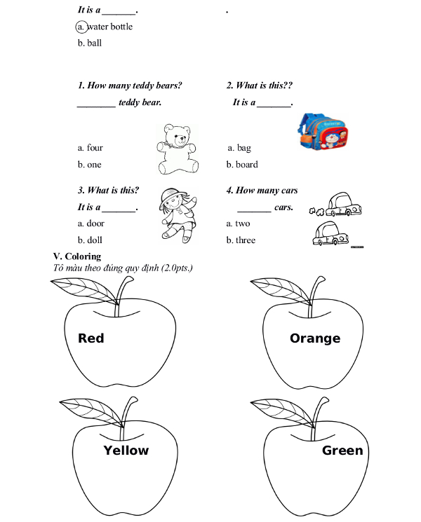 Bài kiểm tra cuối học kì 1 lớp 2 Bài kiểm tra cuối học kì 1 lớp 2 năm 2016