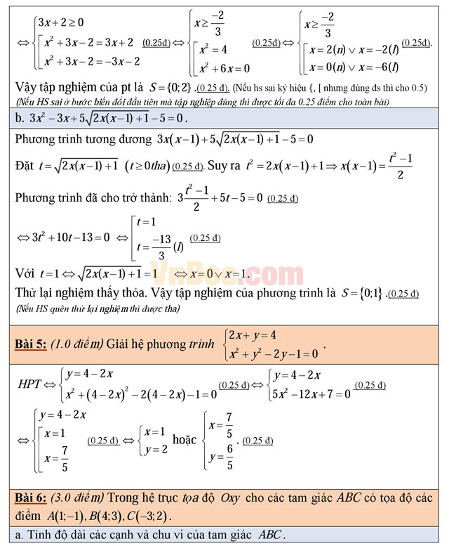 Đề thi học kì 1 môn Toán lớp 10 trường THPT Nguyễn Du, TP Hồ Chí Minh năm học 2016 - 2017 Đề thi học kì 1 môn Toán lớp 10 có đáp án