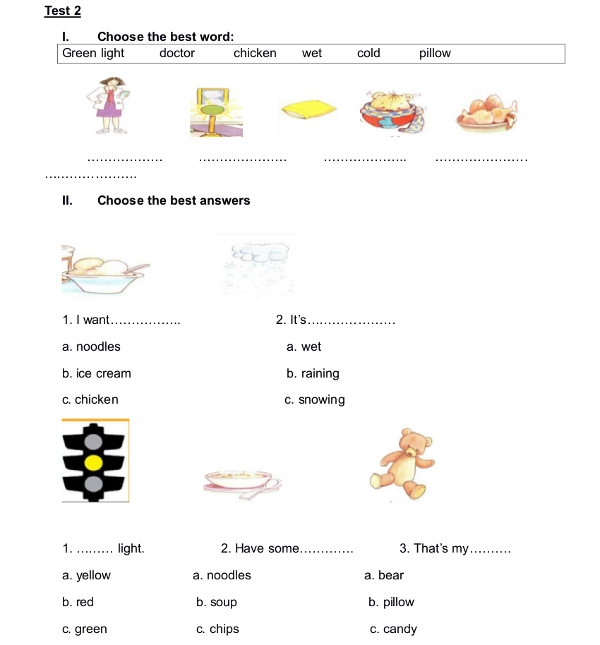 Đề kiểm tra học kỳ tiếng Anh lớp 2 cho bé