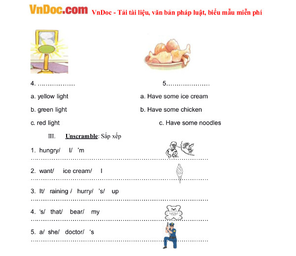 Đề thi học kỳ 1 môn tiếng Anh lớp 2 năm học 2016