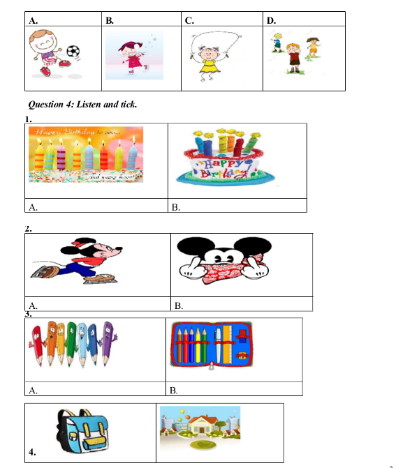 Đề thi học kỳ 1 môn tiếng Anh lớp 3 trường TH Ngọc Lâm, Hà Nội có đáp án Đề thi học kỳ 1 môn tiếng Anh lớp 3 trường TH Ngọc Lâm, Hà Nội