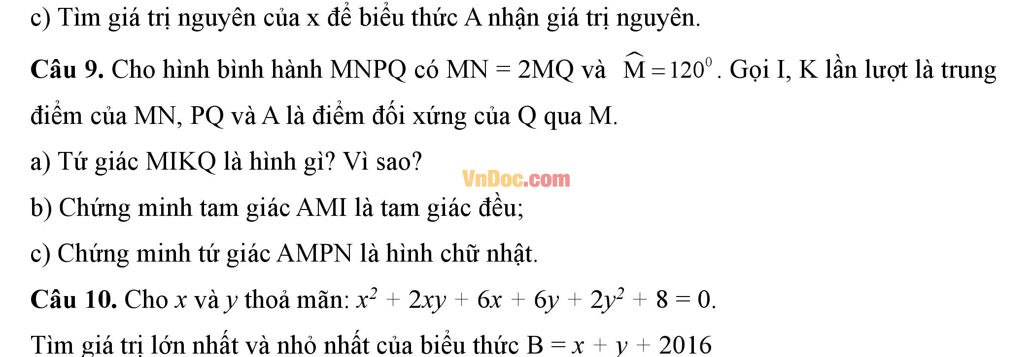 Đề thi hk1 môn toán lớp 8