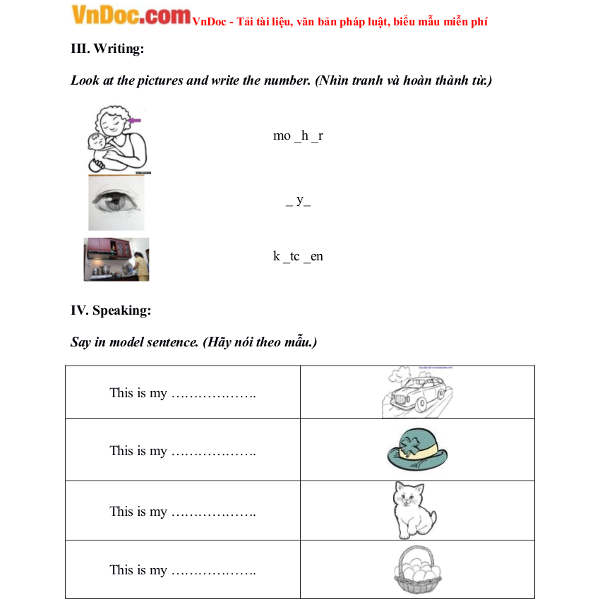 Bộ Đề thi học kỳ 1 môn Tiếng Anh lớp 1 trường Tiểu học Đặng Cương Bộ Đề thi học kỳ 1 môn Tiếng Anh lớp 1 trường Tiểu học Đặng Cương, Hải Phòng có đáp án