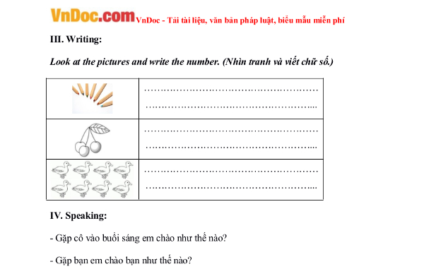 Đề thi tiếng Anh trẻ em các lớp 1 có đáp án Đề thi tiếng Anh trẻ em các lớp 1