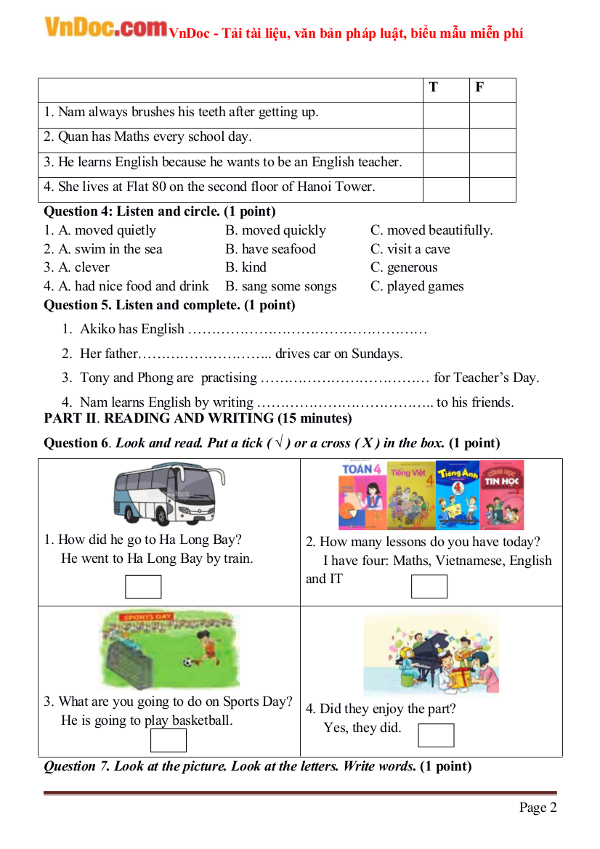 Đề thi học kỳ 1 môn Tiếng Anh lớp 1 có file nghe Đề thi học kỳ 1 môn Tiếng Anh lớp 1 có đáp án