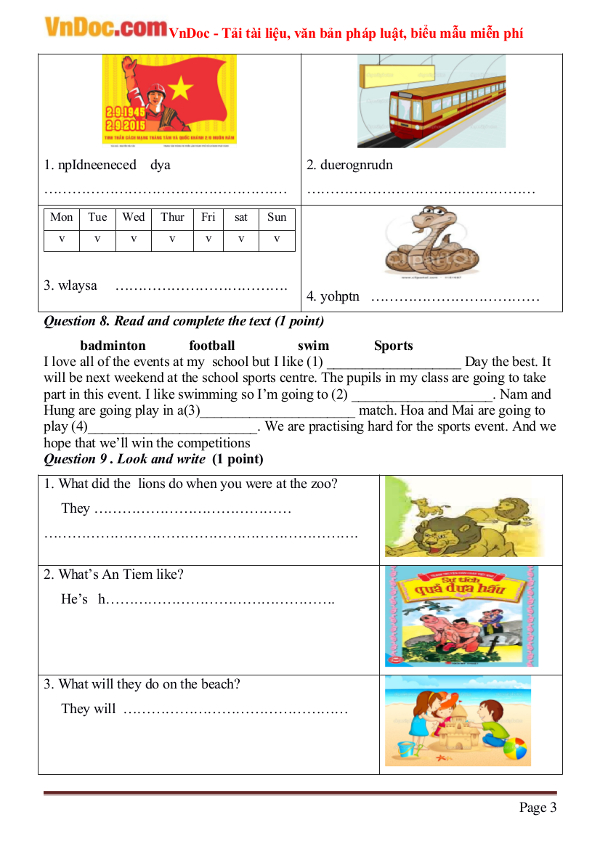 Đề thi học kỳ 1 môn Tiếng Anh lớp 1 trường TH Phan Sào Nam, Hưng Yên năm học 2017 - 2017 có file nghe và đáp án Đề thi học kỳ 1 môn Tiếng Anh lớp 1 trường TH Phan Sào Nam